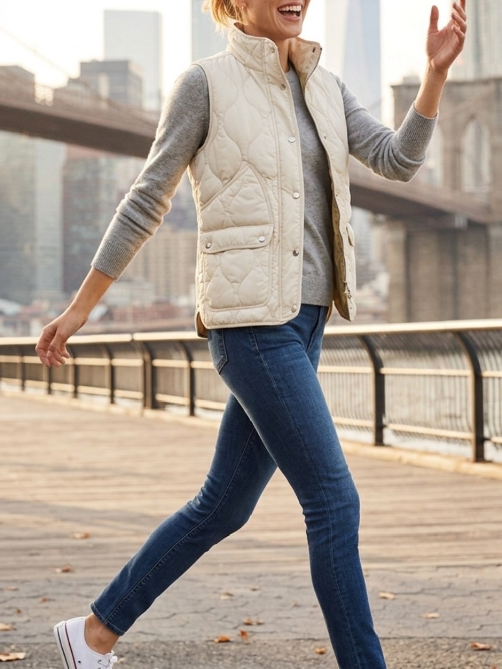 J. Crew Signature Puffer New Quilted Excursion Vest Primaloft in Dusty Ivory